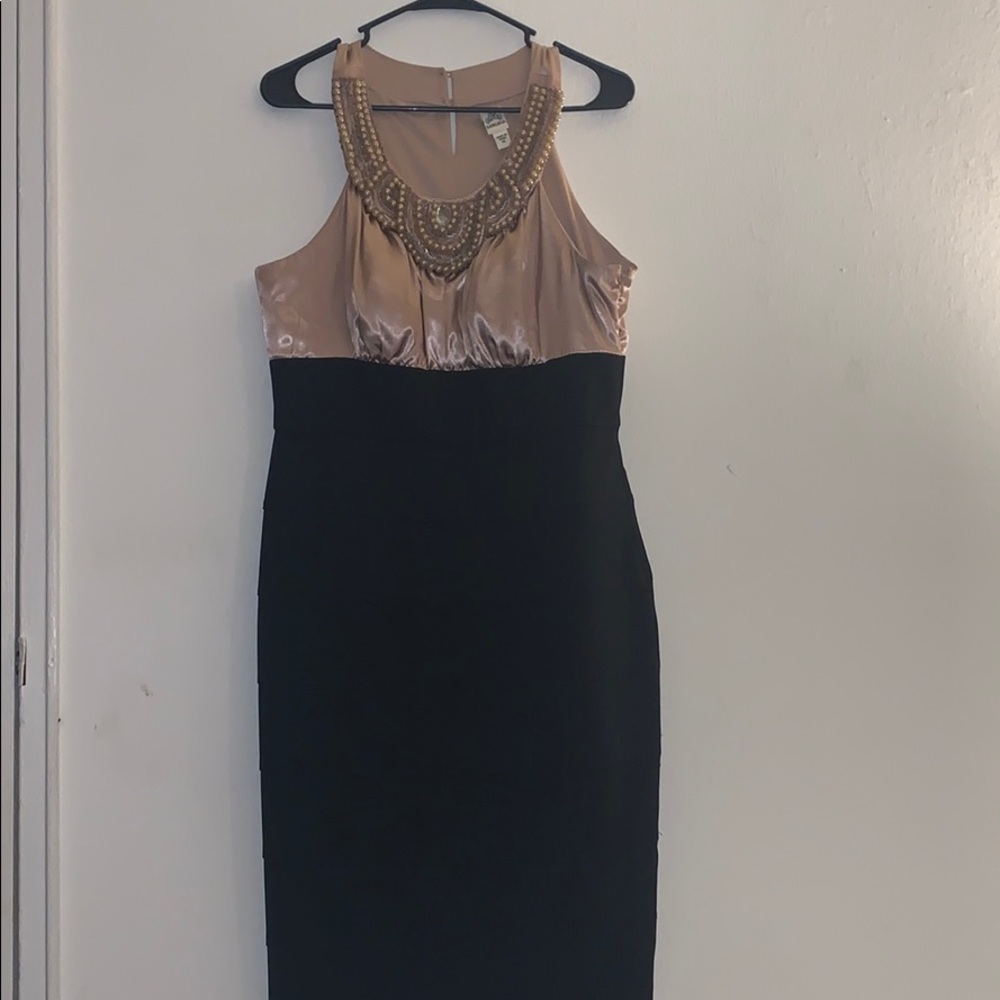 Black and gold cocktail dress